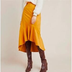 Maeve by Anthropologie Faux Suede High Low Skirt